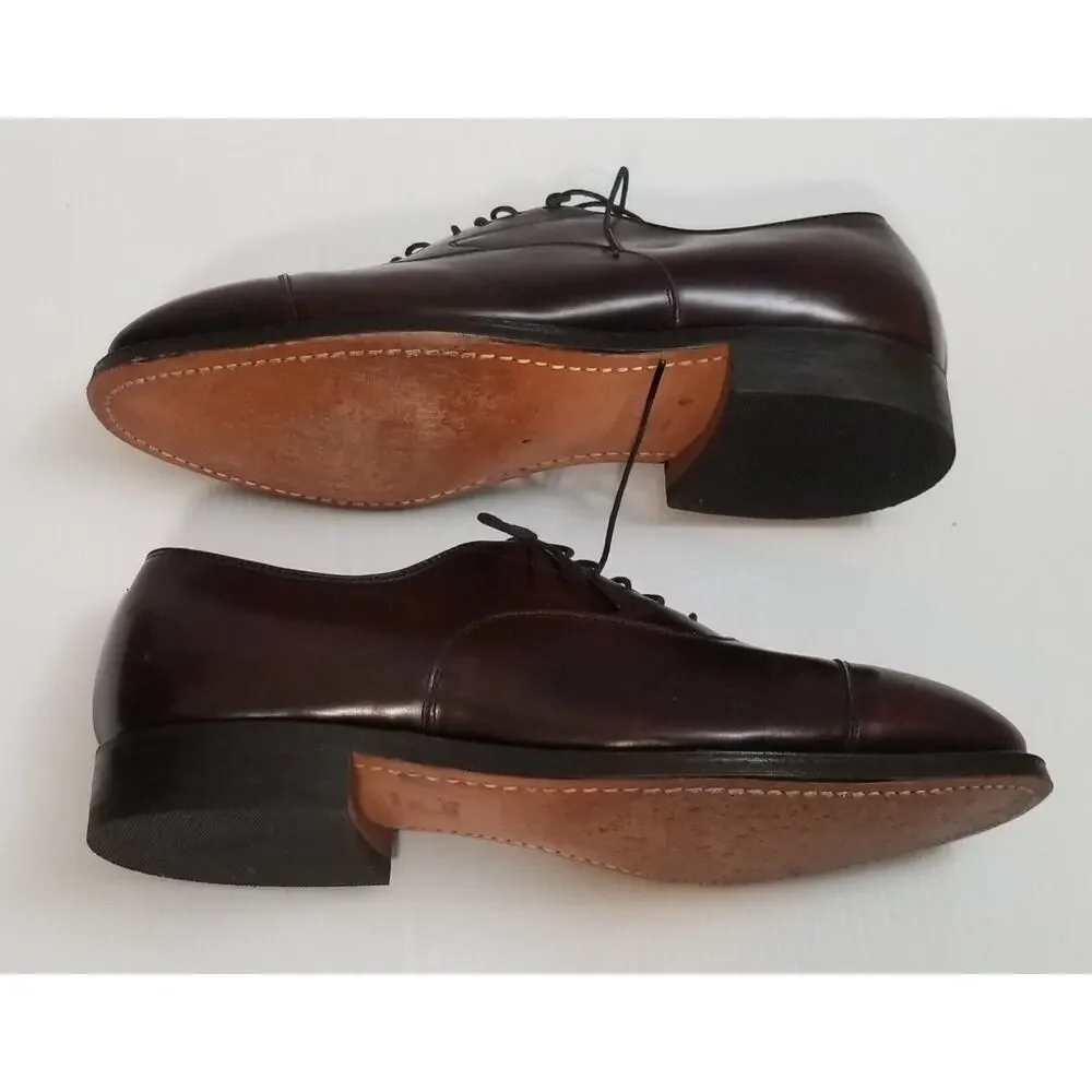 Johnston & Murphy MELTON Burgundy Cap Toe Calfskin Oxford Shoe Size 7.5 USA Made